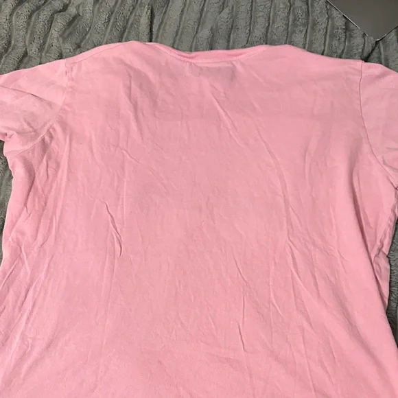 Gucci Pink Tee with Red Logo and Green Tennis Motif